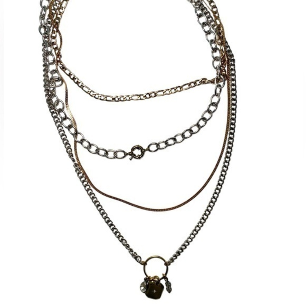 Plunder Layered Silver and Gold Chain Necklace